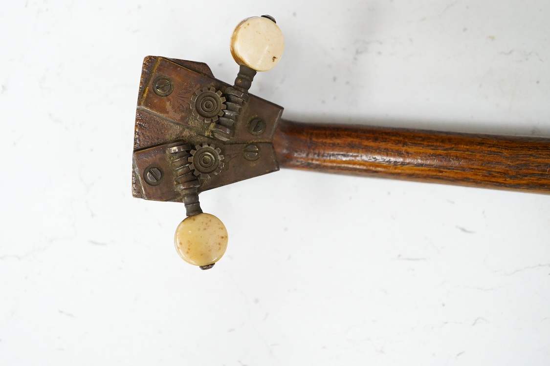 A Mongolian two stringed Morin Khuur musical instrument, 71cm overall